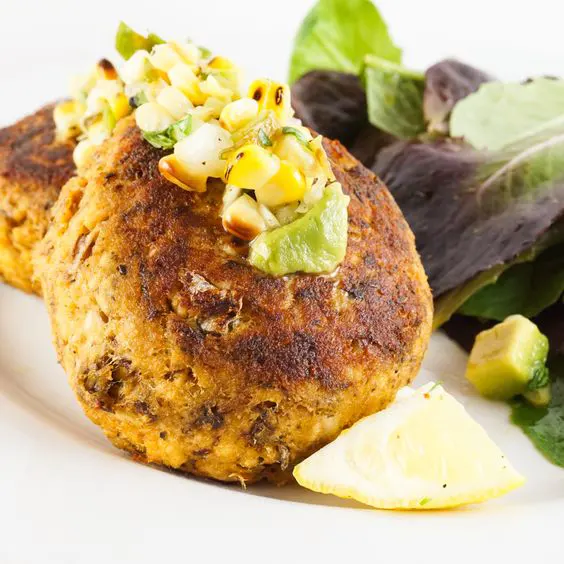 bluefish-cakes-with-roasted-corn-salsa