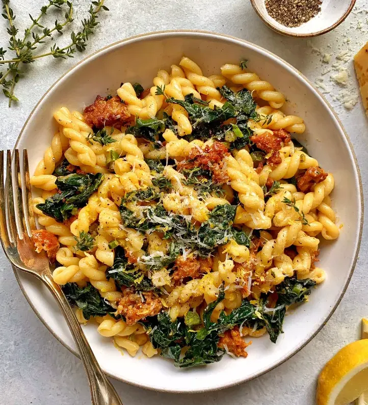 chorizo-and-kale-pasta-bowl