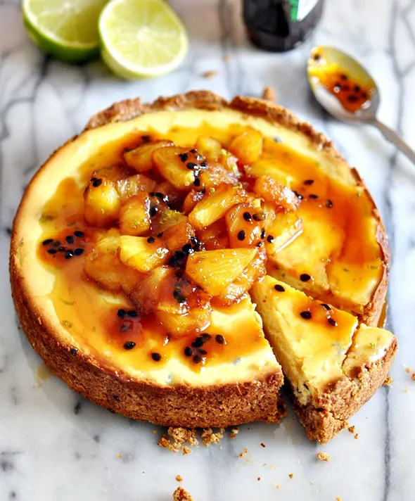 gluten-free-passion-fruit-cheesecake-with-caramelized-pineapple