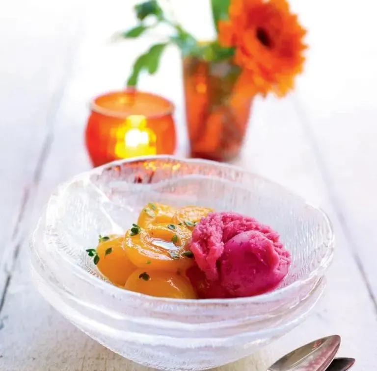 red-currant-sorbet-with-baked-apricots