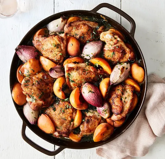 skillet-chicken-with-apricots-&-fresh-herbs