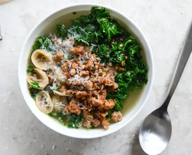 spicy-sausage-kale-and-whole-wheat-orrechetti-soup