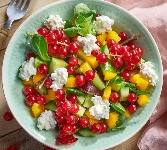 summer-salad-with-red-currants and mango
