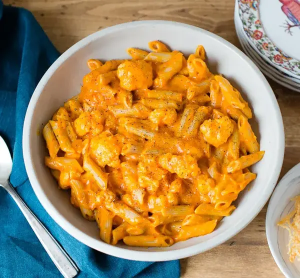 whole-wheat-penne-with-butternut-squash-&-roasted-red-pepper-sauce