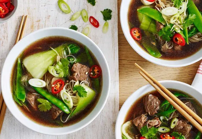 spicy-asian-beef-soup-with-noodles-and-chinese-greens