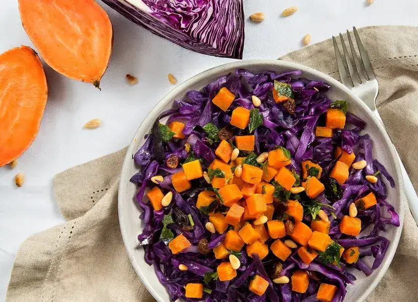 warm-red-cabbage-salad-with-sweet-potatoes