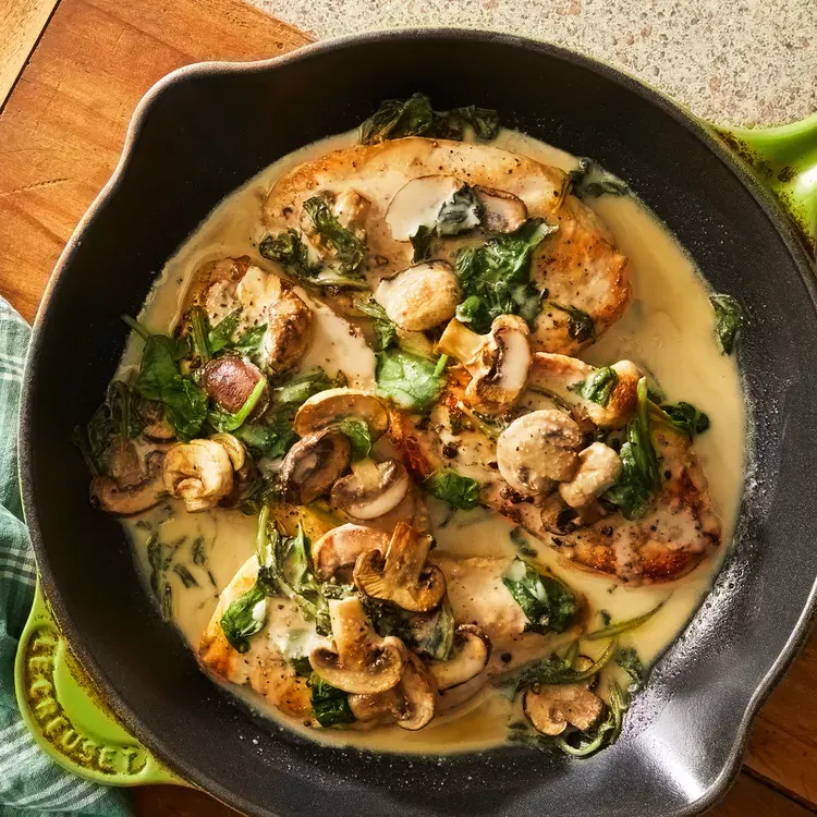 creamy-skillet-chicken-with-spinach-and-mushrooms
