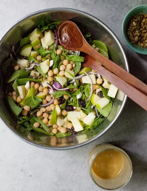 Green-Apple-Spinach-Salad-with-Honey-Mustard-Dressing