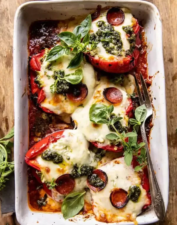 pesto-and-lentil-stuffed-bell-peppers