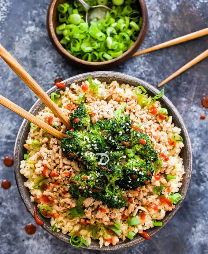 Asian-Ground-Turkey-Broccoli-and-Cauliflower-Rice-Bowls