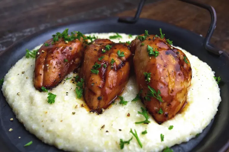 Peach-Barbecued-Quail-Smoked-Cheese-Grits