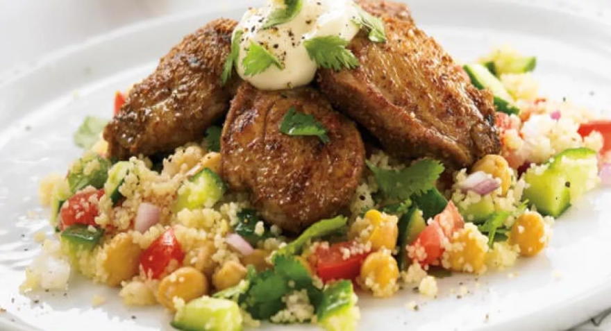 Quail-and-Couscous-Salad-with-Garlic-Sauce