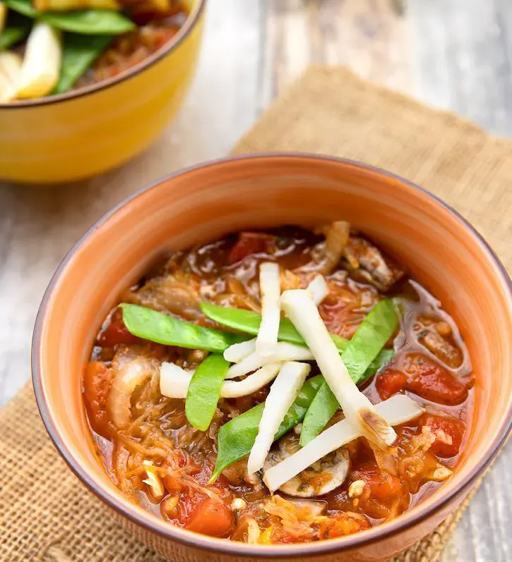 Spaghetti-squash-stew-with-turnips-and-snow-peas