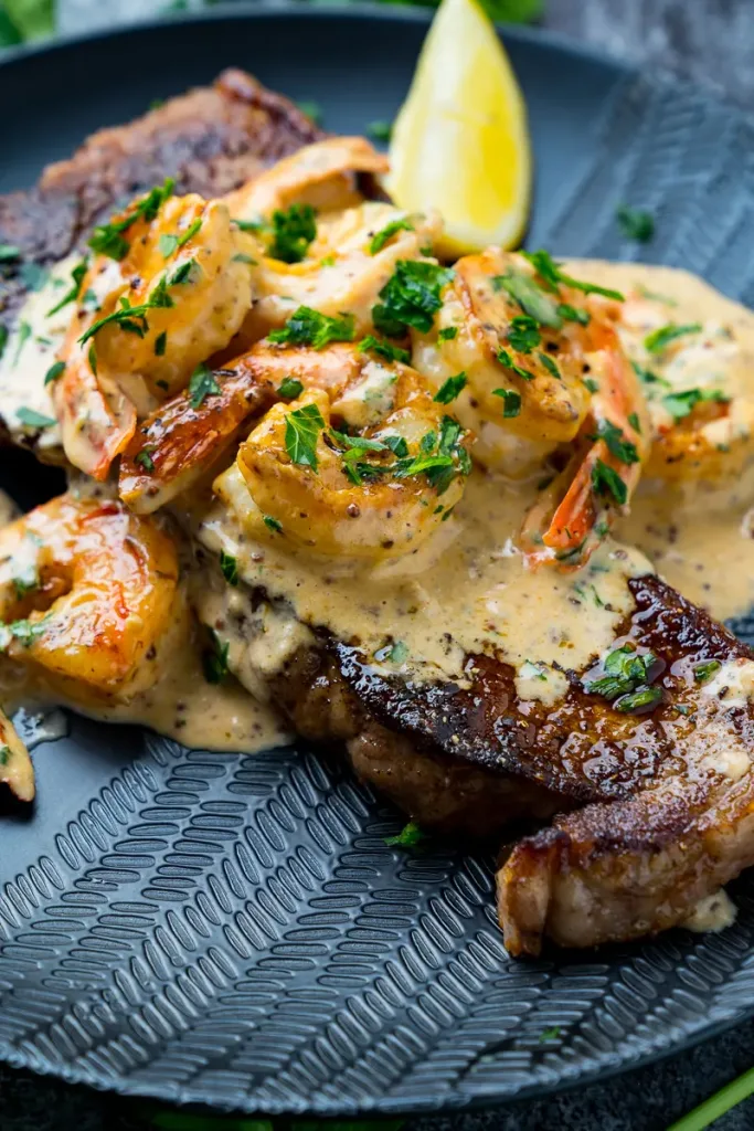 Steak-in-Creamy-Cajun-Shrimp-Sauce