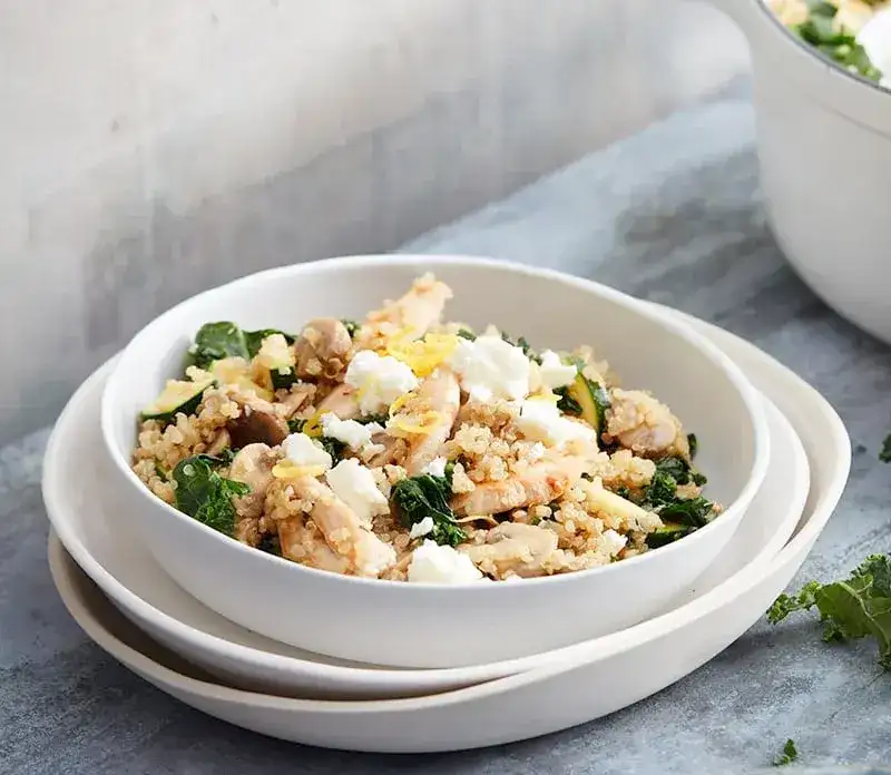 baked-quinoa-pilaf-with-chicken-mushroom-and-feta