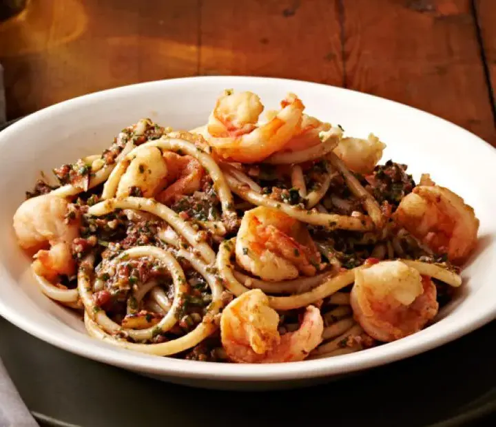 bucatini-with-pesto-and-shrimp