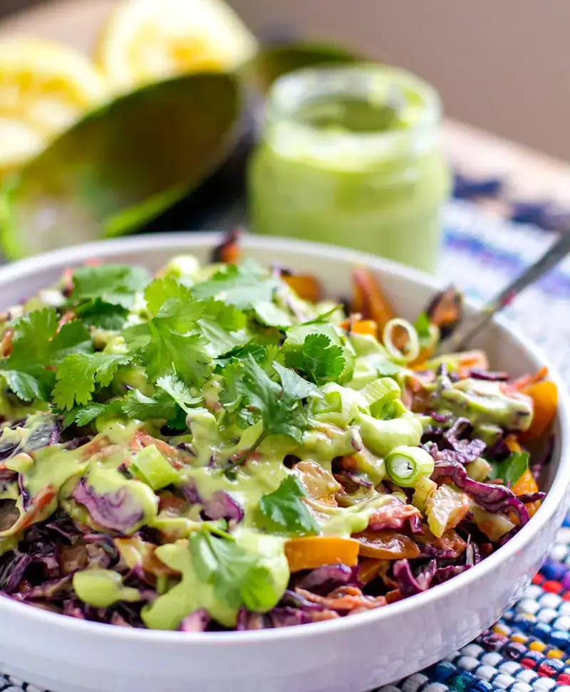 cabbage-and-carrot-slaw-with-creamy-avocado-dressing