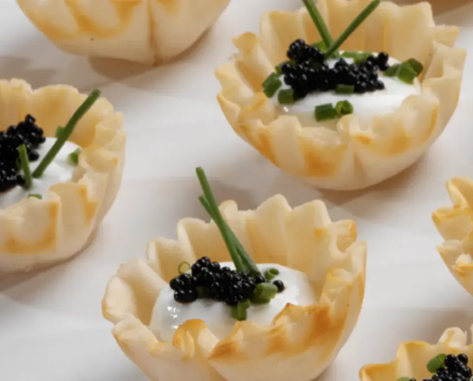 caviar-and-gruyere-puff-pastry-tartlets