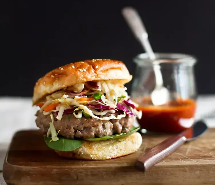 ginger-sesame-pork-burgers-with-slaw