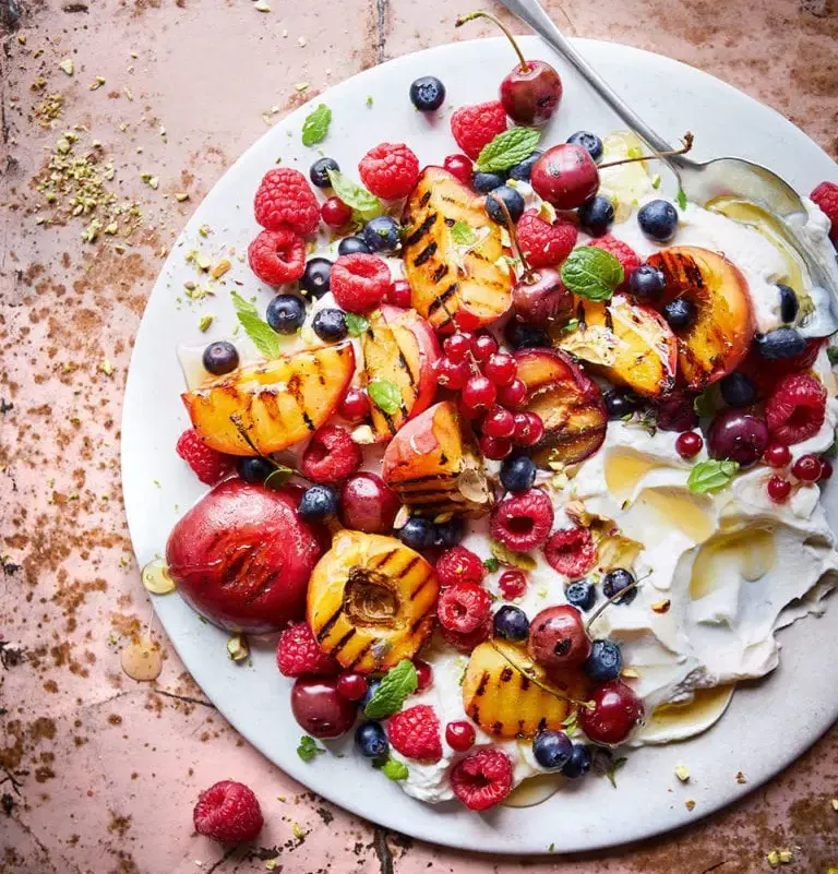 grilled-fruit-salad-with-honey-labneh