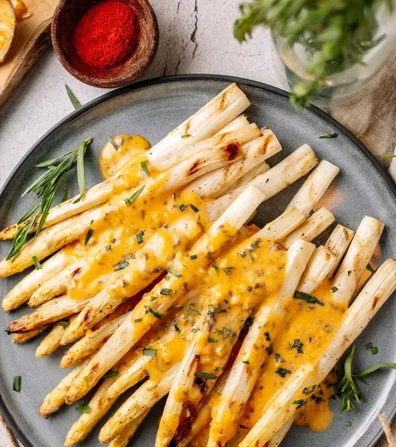 grilled-white-asparagus-with-bearnaise-sauce