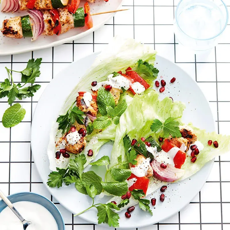 mediterranean-chicken-skewers-with-pomegranate-and-mint-yogurt