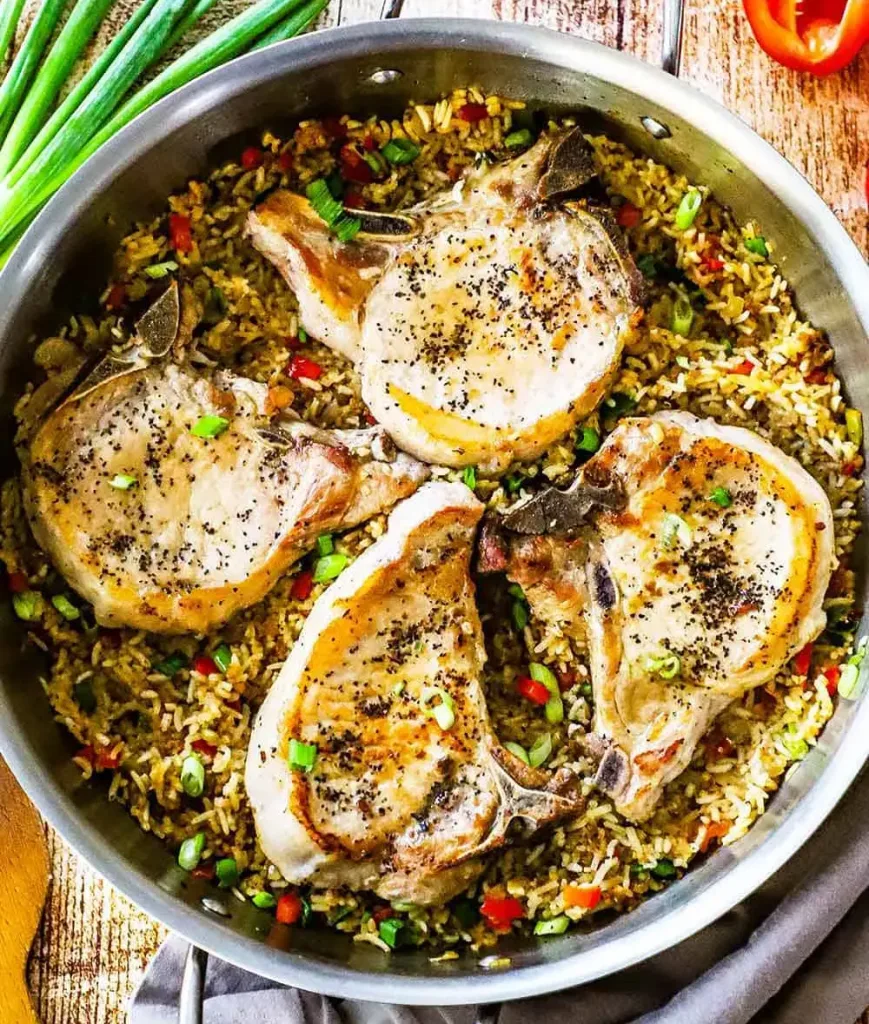 pan-seared-pork-chops-with-rice