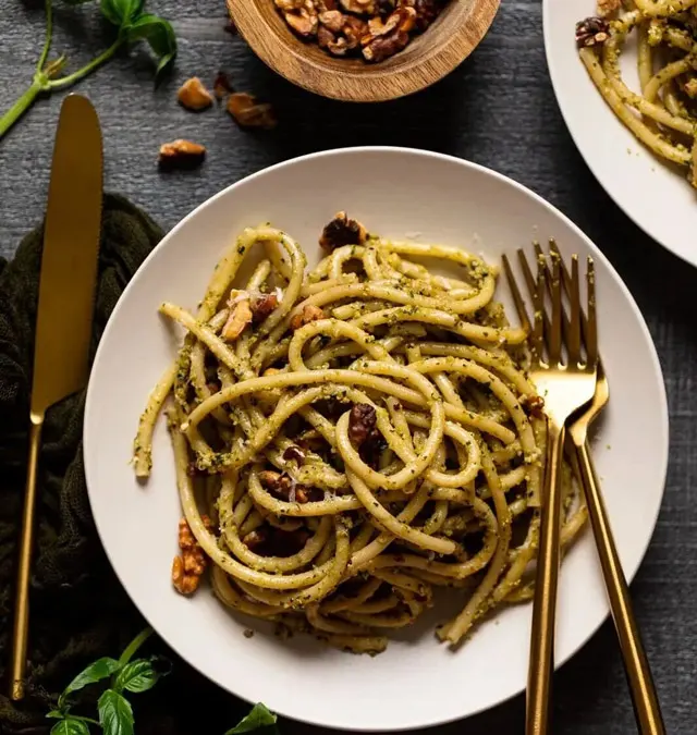 simple-walnut-pesto-and-bucatini-pasta