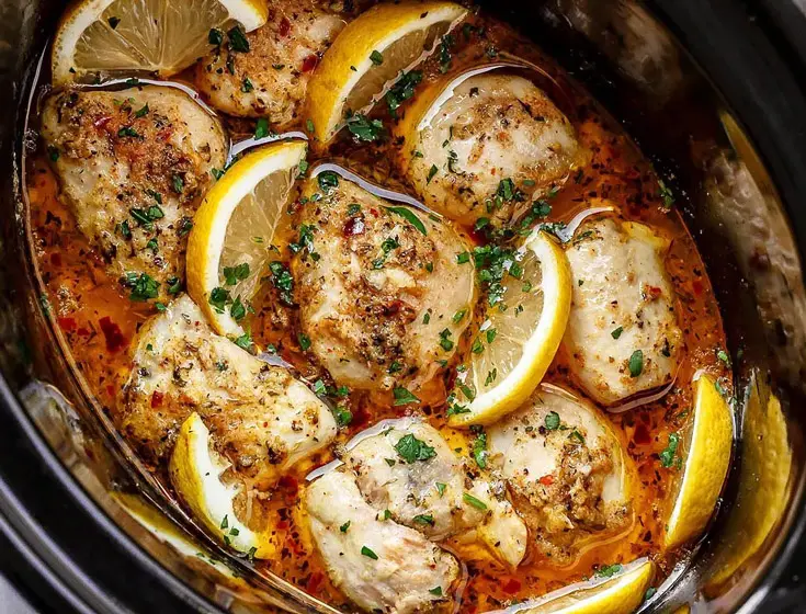 slow-cooker-lemon-garlic-chicken-meal